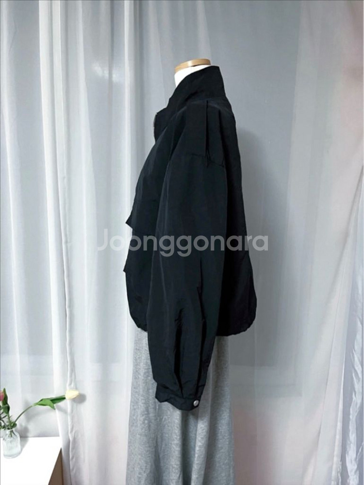 블랙 바스락 바람막이 점퍼 자켓 아노락 아우터 집업 스--4