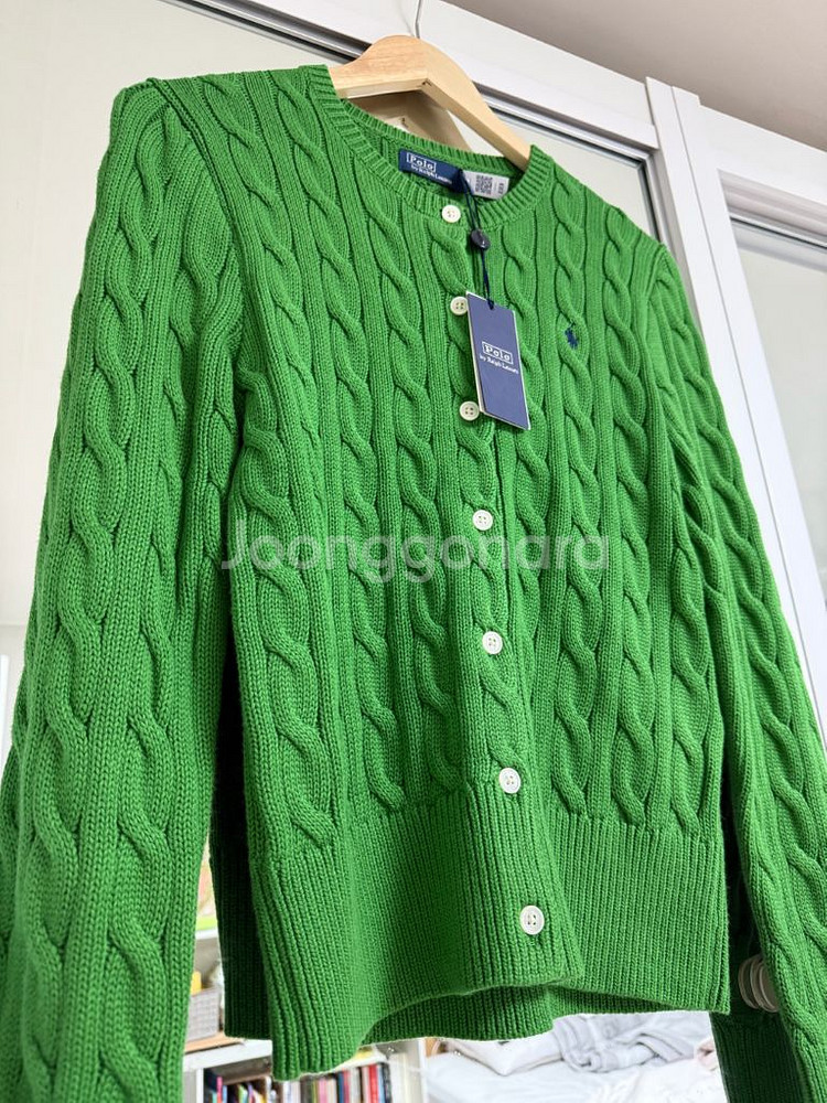 폴로 랄프로렌 케이블 코튼 가디건 초록 M(새상품)--8