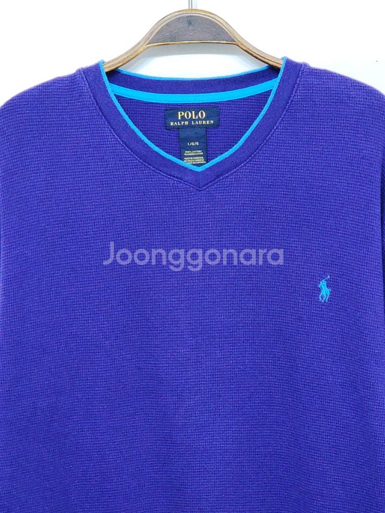 (L) 랄프로렌 폴로 롱슬리브 보라 와플패턴 긴팔티셔츠--1