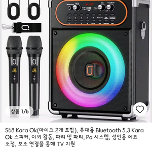 노래방 블루투스 스피커. 무선 마이크 2개