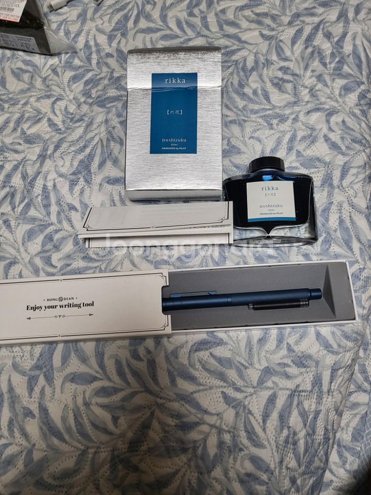 만년필 홍디안F닙 네이비 1851 + 이로시주쿠 잉크--0