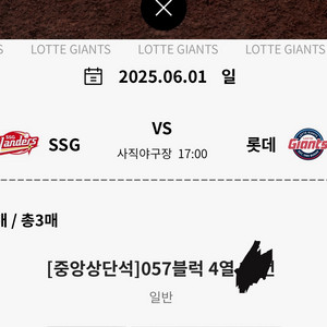 6/1 롯데자이언츠 vs SSG 중앙상단 한자리