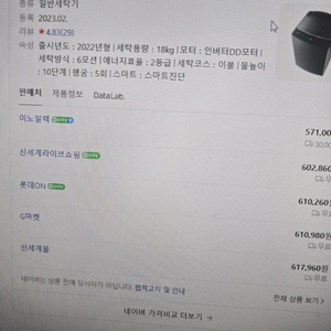 LG 통돌이 세탁기 T18MX7