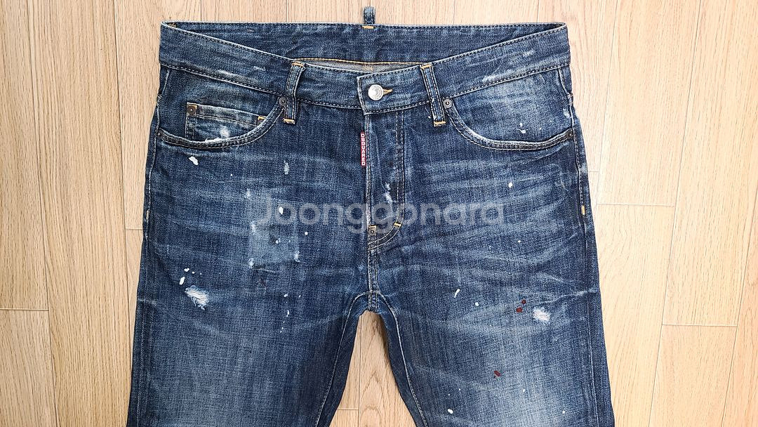 정품 디스퀘어드 더티오일 자수 레귤러진 청바지 48--0