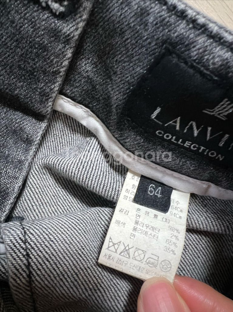 한섬 랑방컬렉션 체크 데님 스커트 청 펜슬 롱치마--8