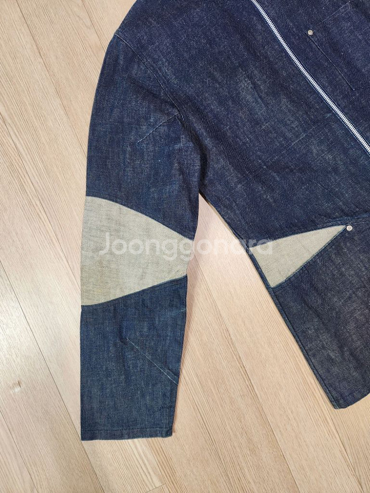 OOPSI JAPAN 데님 배색 짚업 재킷--4