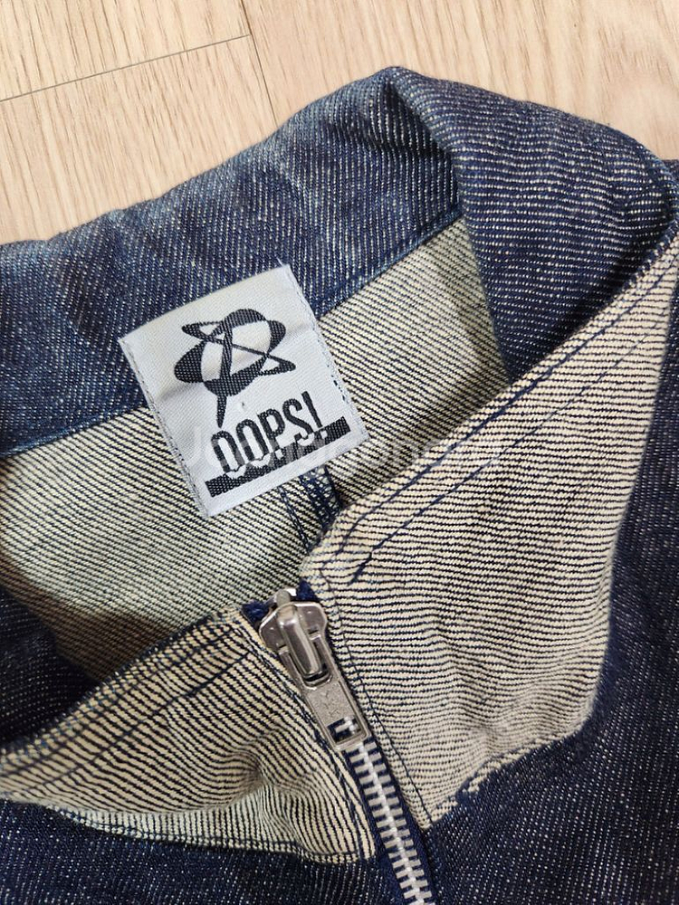 OOPSI JAPAN 데님 배색 짚업 재킷--7