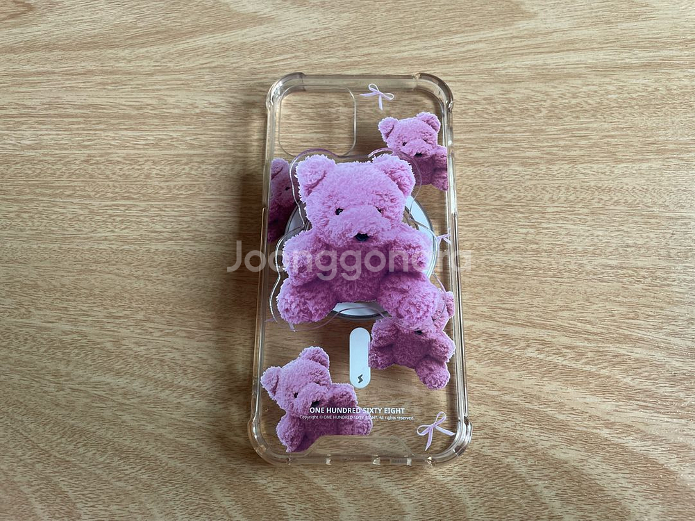 아이폰 12pro 핑크 곰돌이 폰케이스+그립톡--0