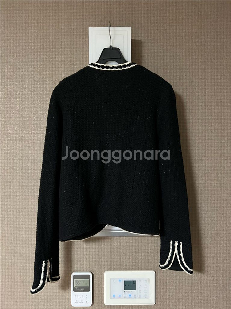 잇미샤 글리터 트위드 라인 가디건 펄 반짝이 하객룩--1
