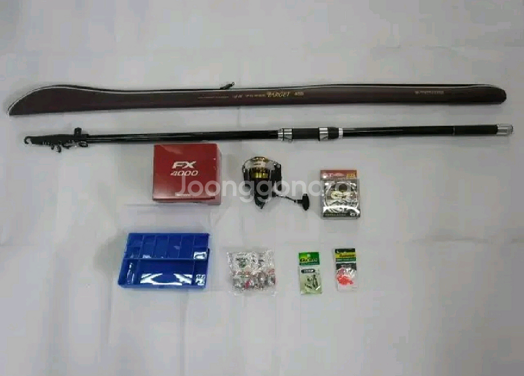 카본원투낚시대450+시마노릴+릴줄+소품세트--0