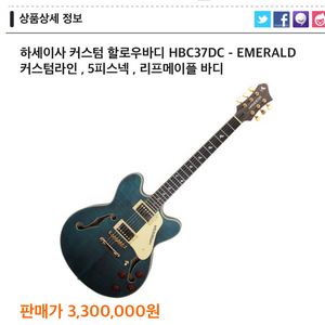 하세이샤 HBC37DC 에메랄드 기타