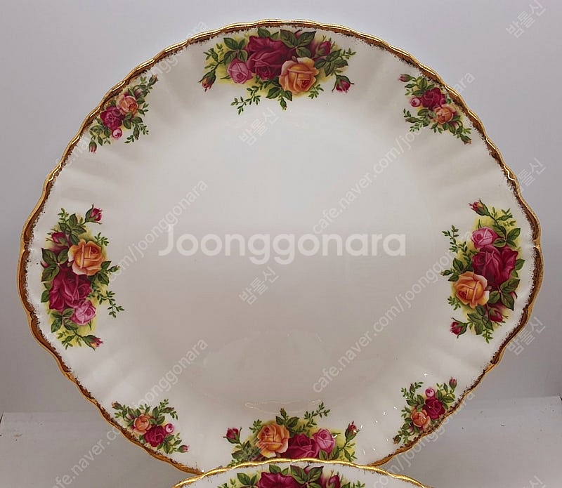 앤틱 로얄알버트 황실장미 투핸들 케익접시 27cm--1