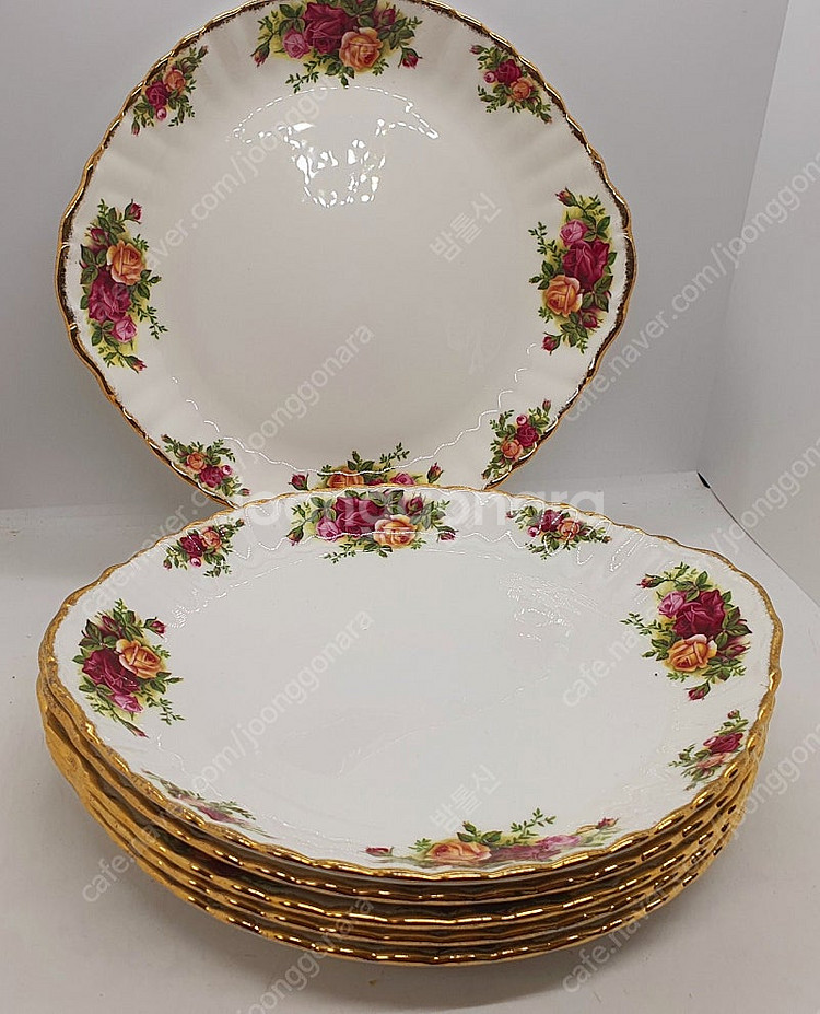앤틱 로얄알버트 황실장미 투핸들 케익접시 27cm--3