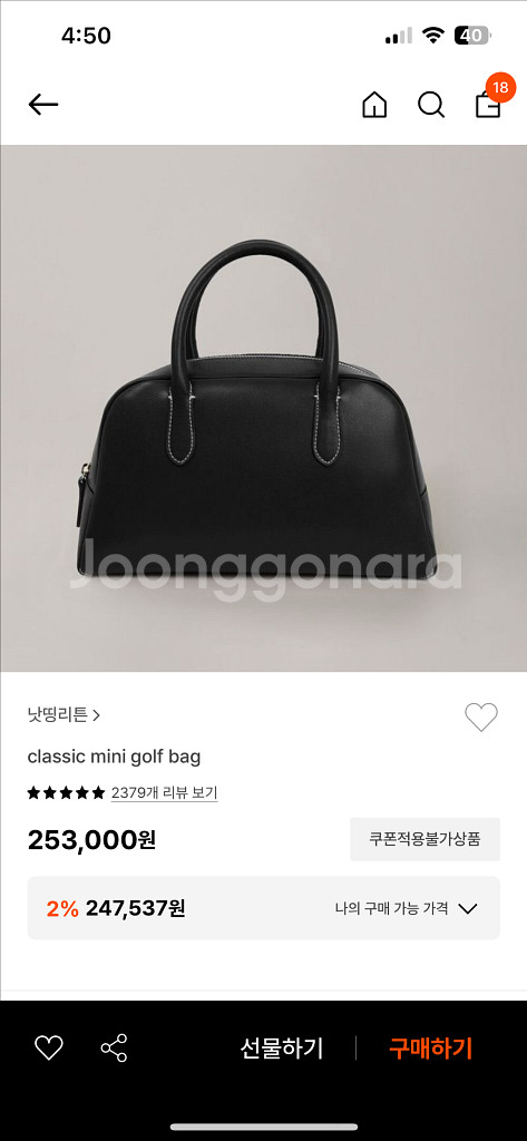 낫띵리튼 골프백 미니 블랙--0