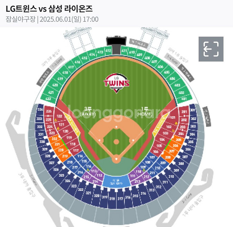 6/1(일) 엘지 vs 삼성 1루 네이비 2연석--0