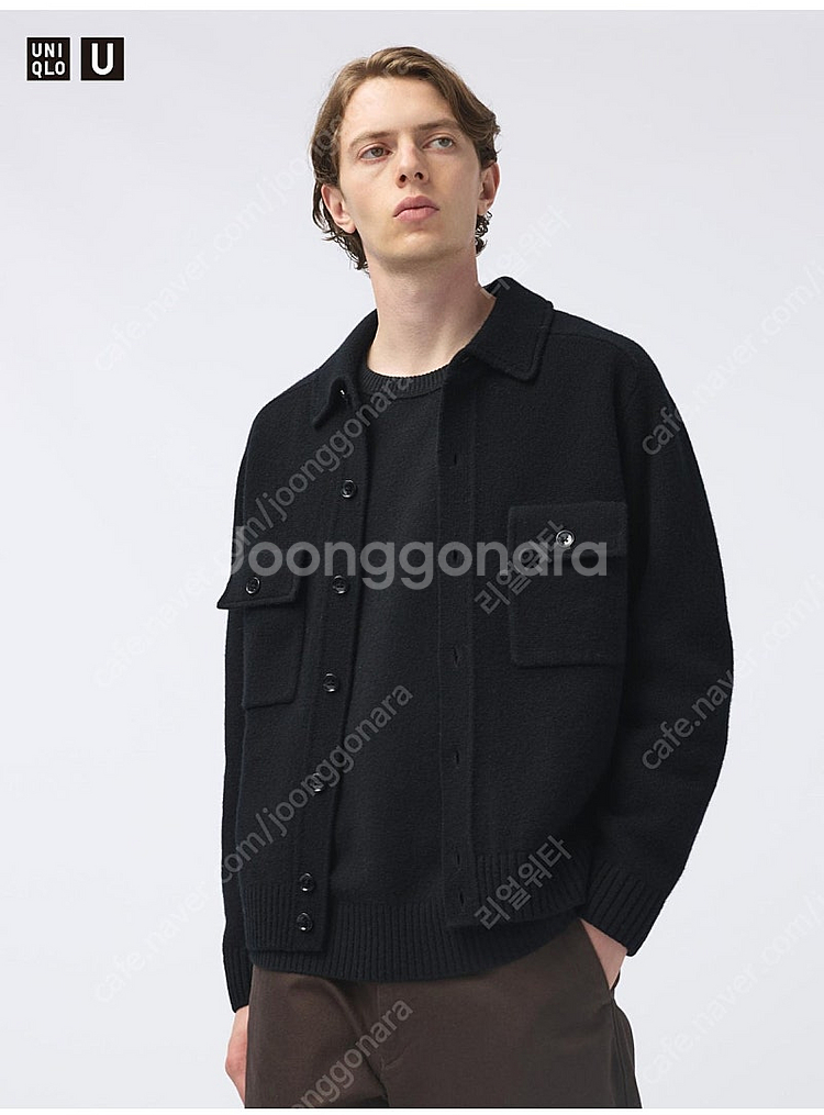 유니클로 U 램스울 니트재킷 블랙--0