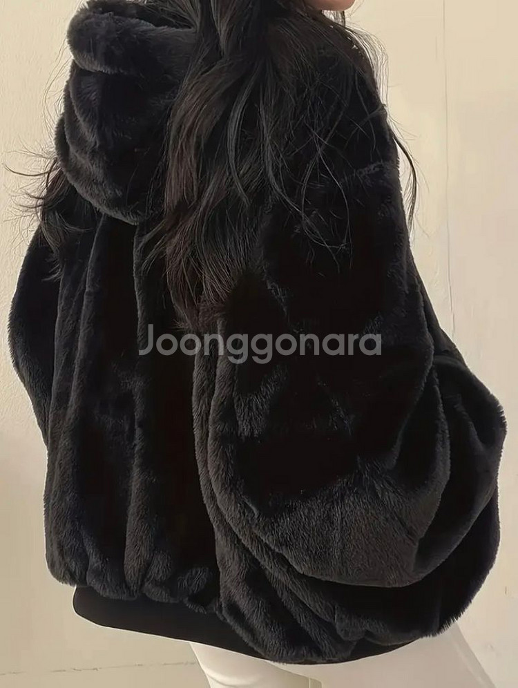 리버서블 양털 후드 집업 자켓 아우터 블랙--1