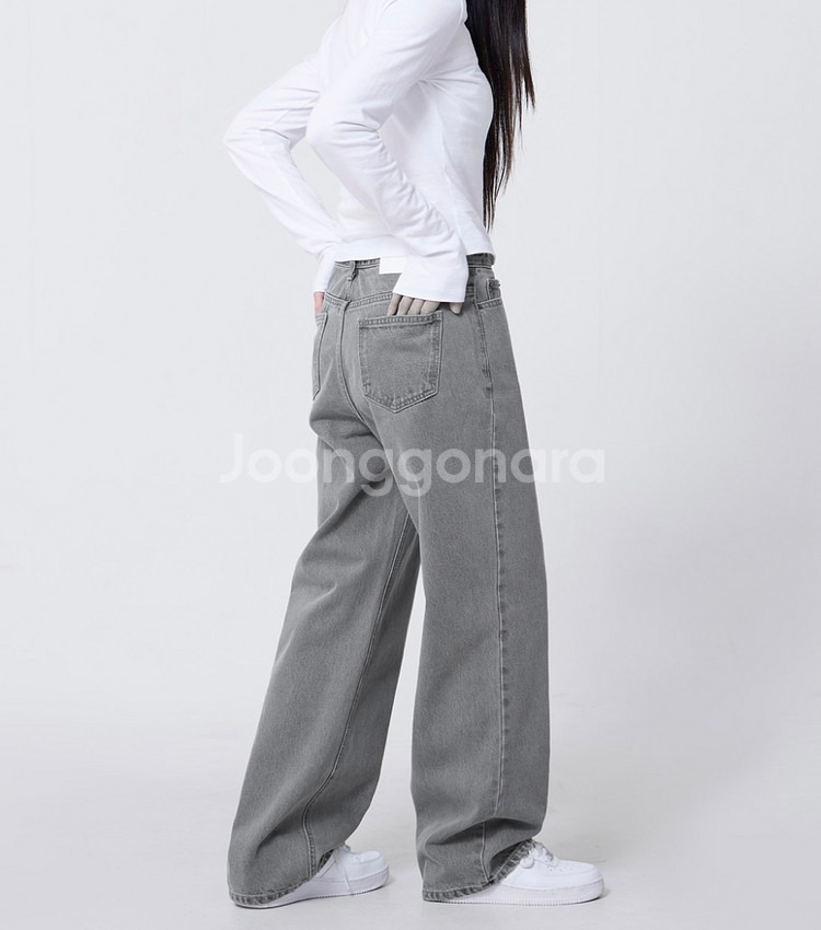 무신사 밀리언코르 와이드 데님 기모 팬츠 청바지 S--2