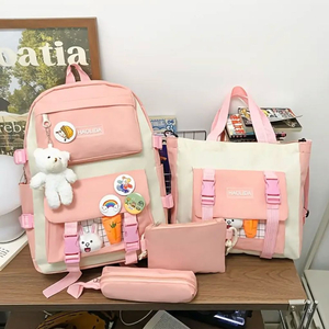 초등학생 핑크 백팩 책가방 4pcs 세트