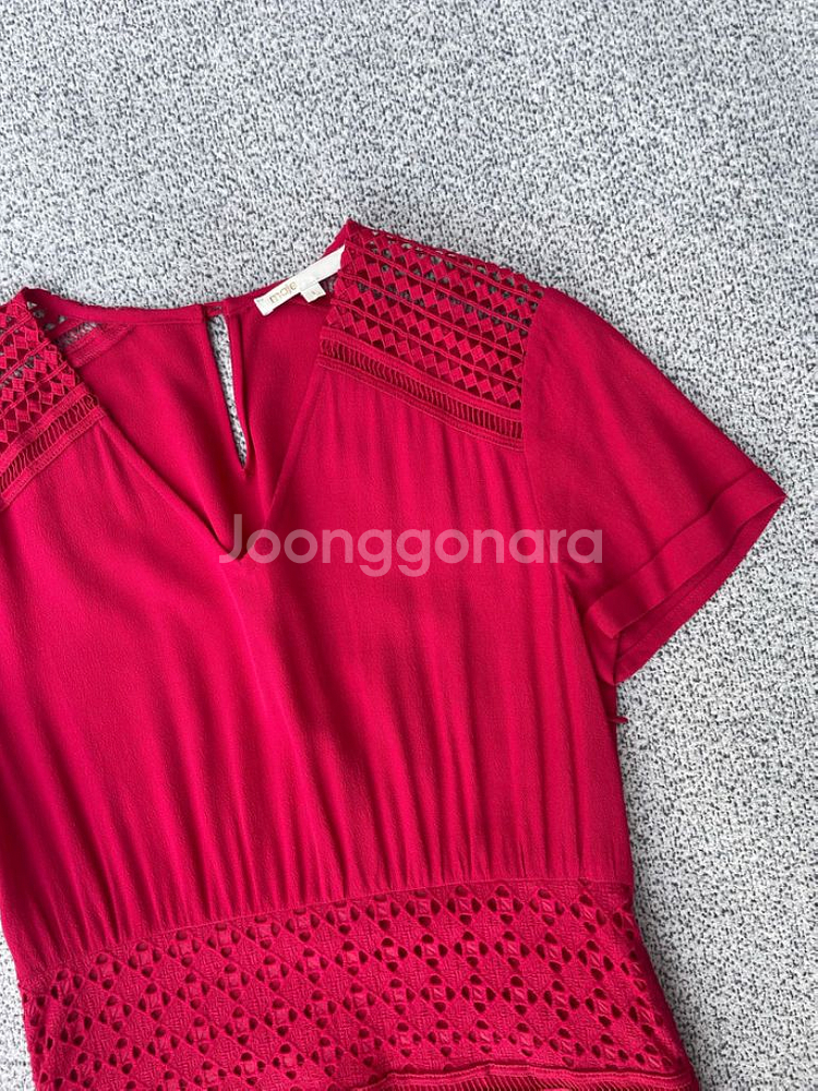 (새상품) 마쥬 진핑크 자수 레이스 원피스 1사이즈--3