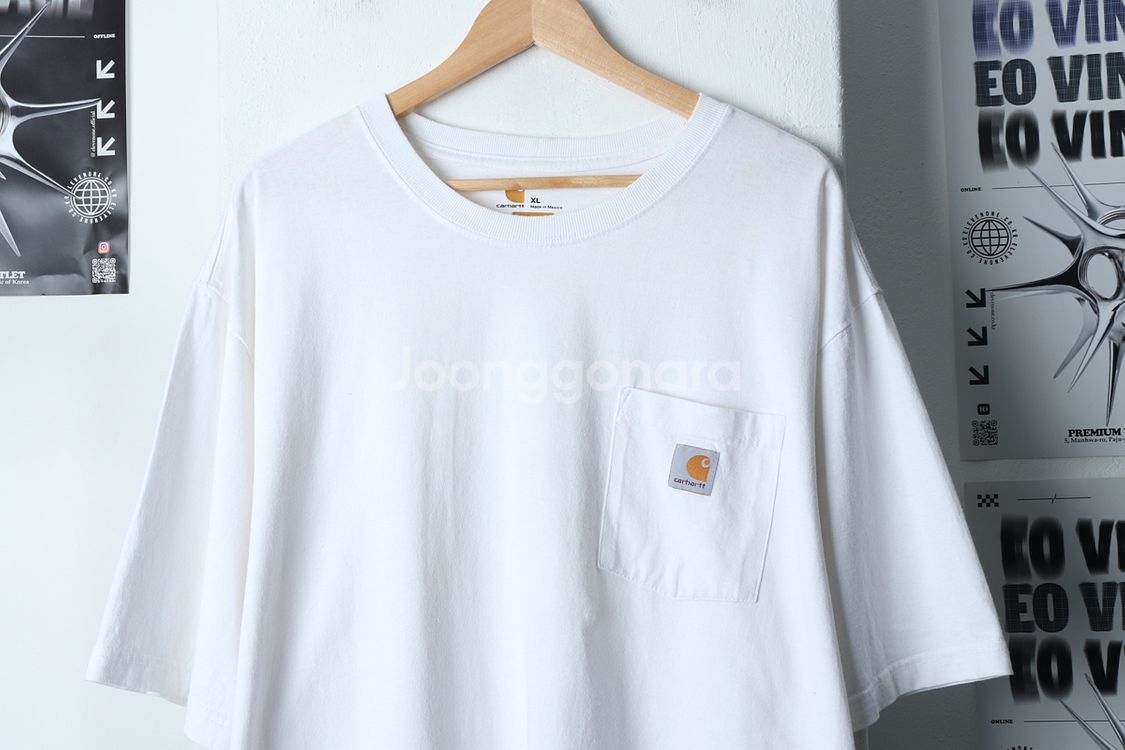 (XL-2XL) 칼하트 반팔 티셔츠 작은오염 화이트--1