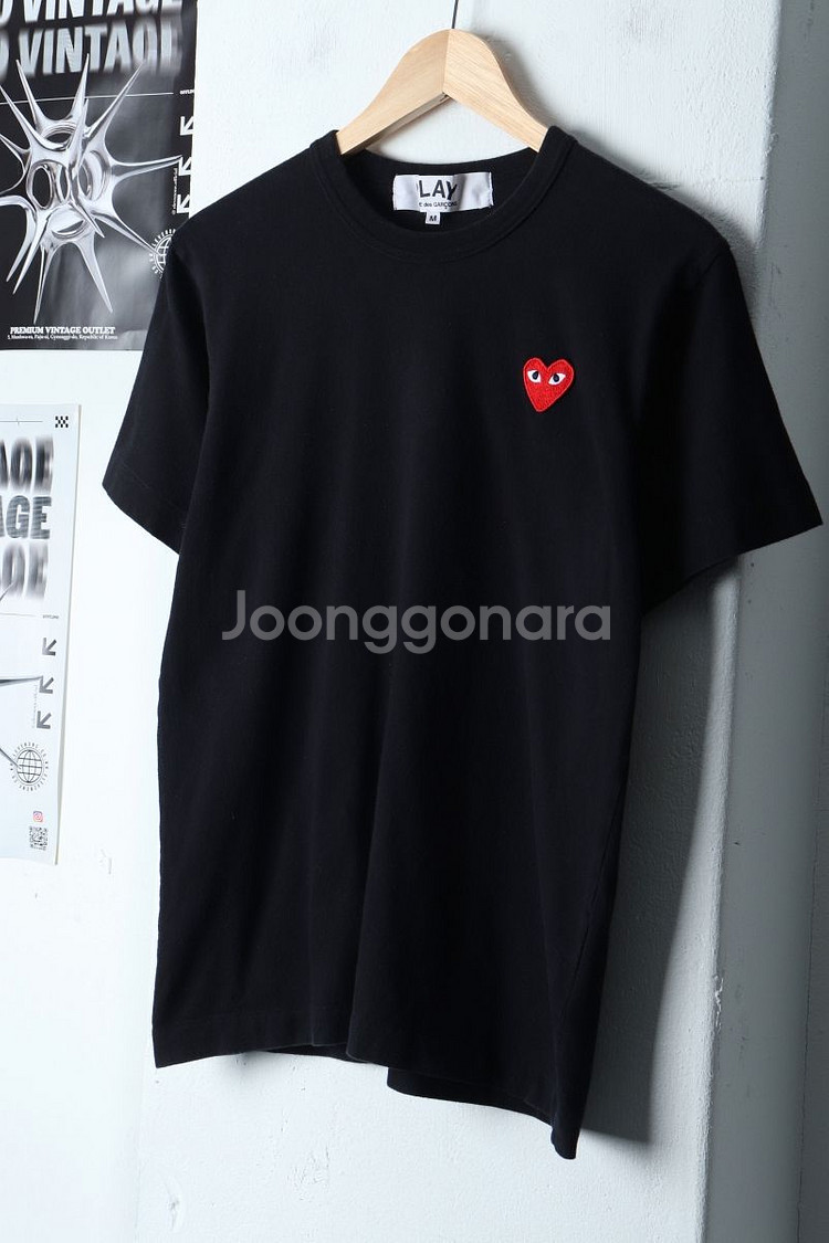 (M) 꼼데가르송 반팔 티셔츠 블랙 면 무지--3