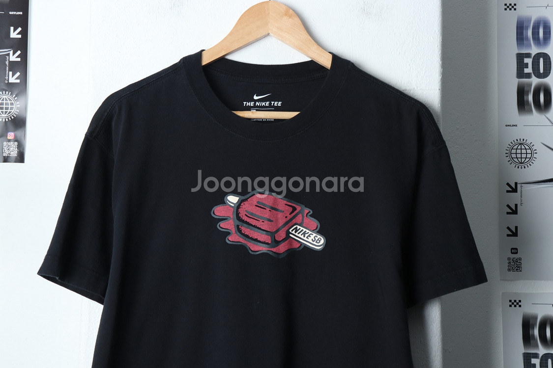 (L) 나이키 반팔 티셔츠 블랙 면 올드스쿨--1