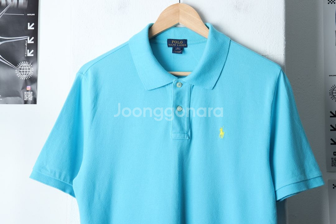 (L-XL) 폴로 랄프로렌 반팔 카라 티셔츠 하늘색--2