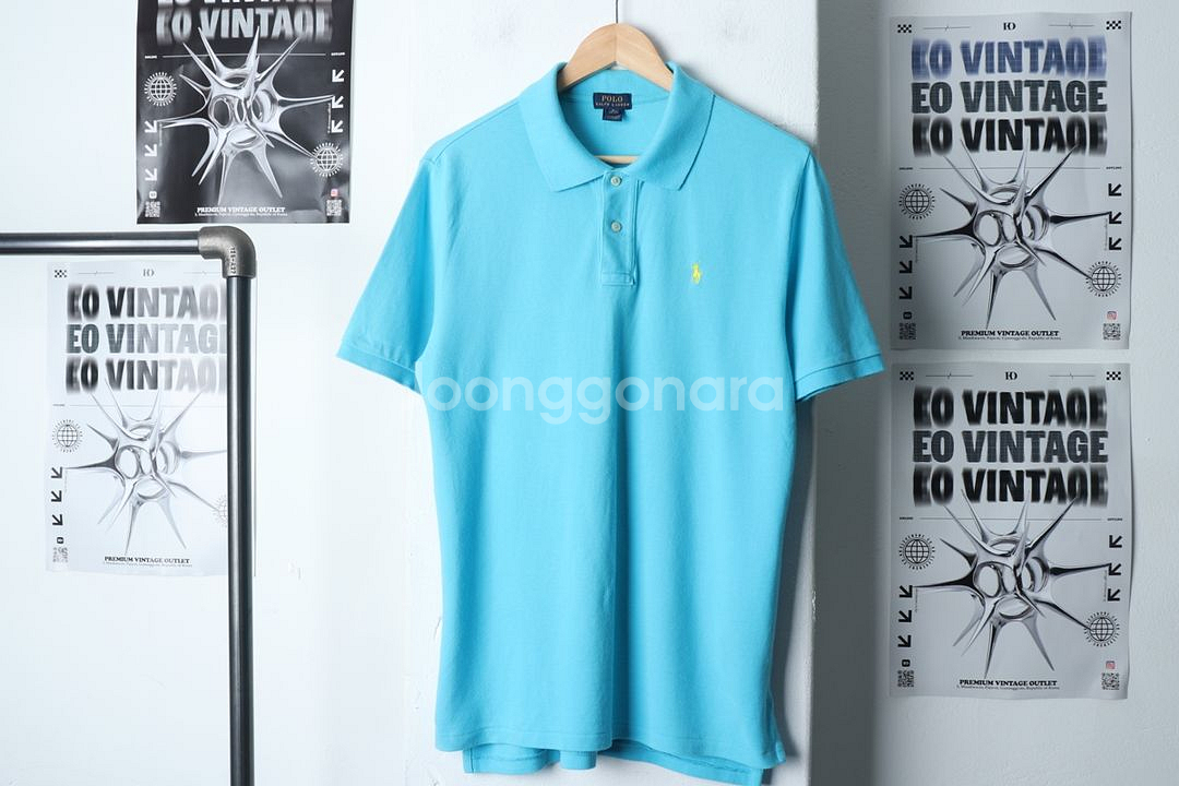 (L-XL) 폴로 랄프로렌 반팔 카라 티셔츠 하늘색--3