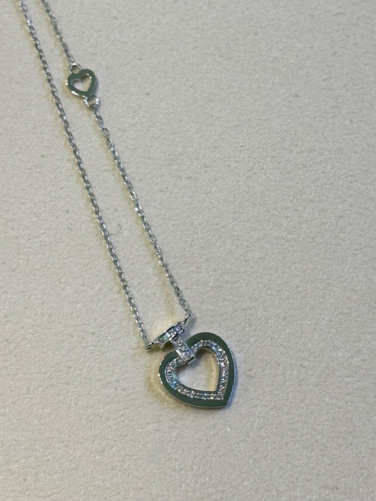 14k 화이트골드 더블 하트 목걸이--1