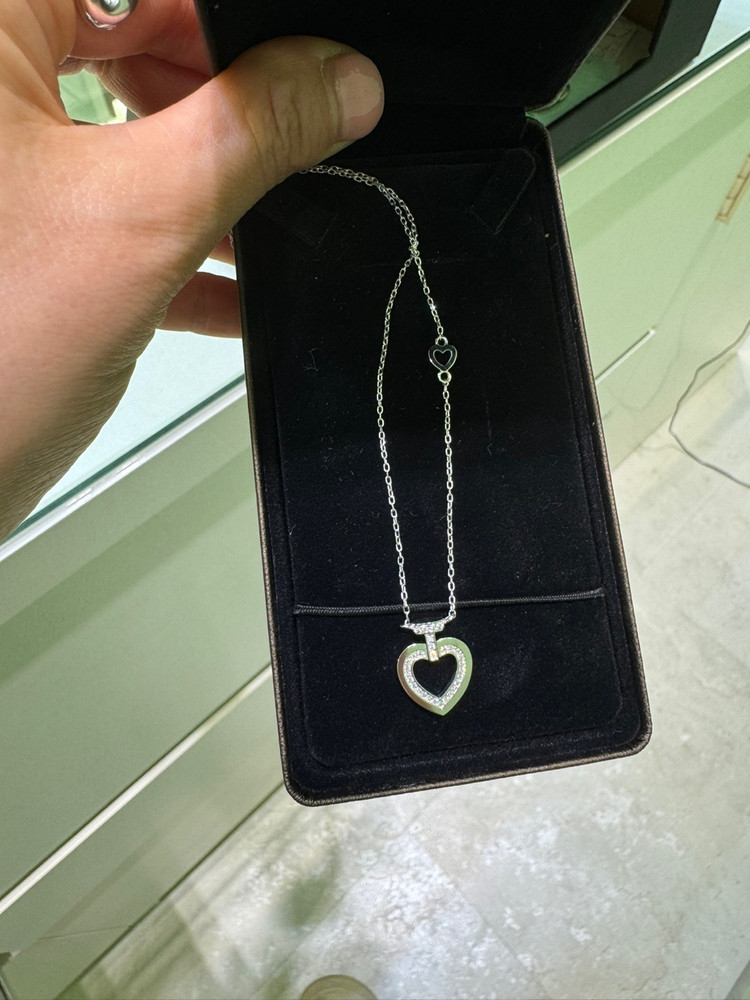 14k 화이트골드 더블 하트 목걸이--2