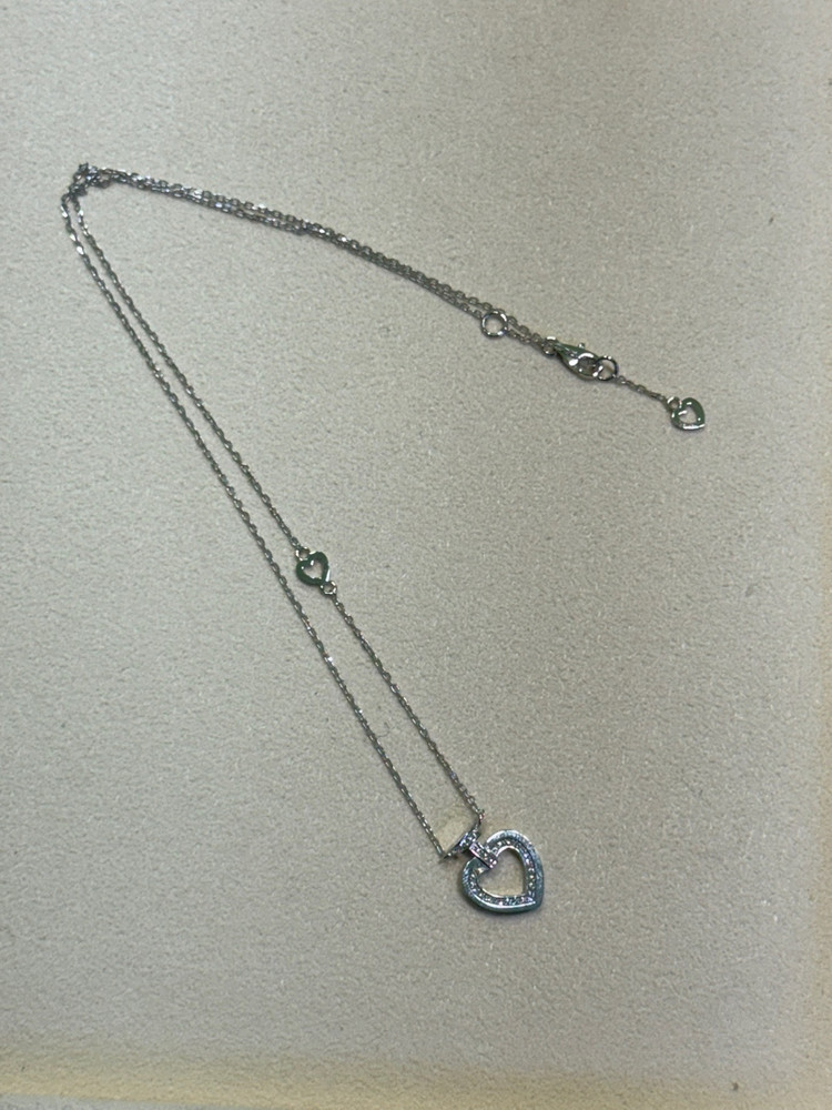 14k 화이트골드 더블 하트 목걸이--3