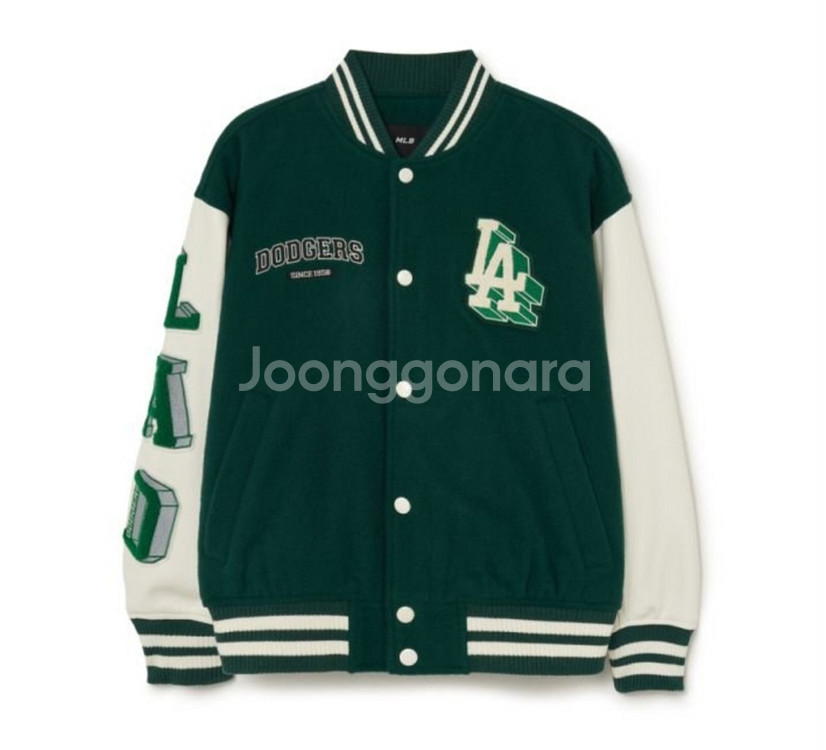 [새제품] MLB 울 와펜 소매배색 바시티자켓 L--0