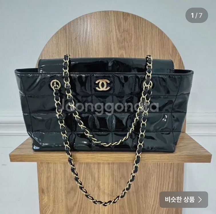 샤넬 블랙 페이던트 초코바 숄더백 7번대정품--0