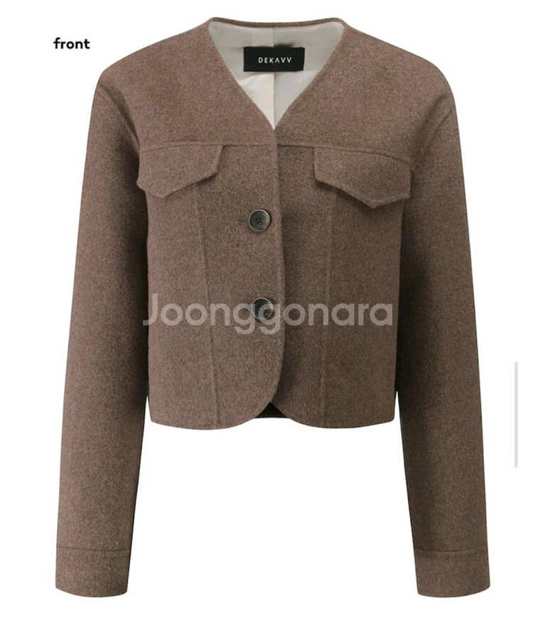 데카브 노카라 포켓 크롭 코트 핸드메이드 자켓 브라운--0