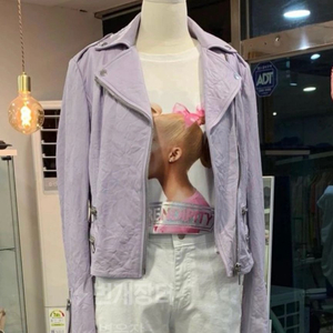 마이클코어스 베이비퍼플 램스킨 라이더자켓