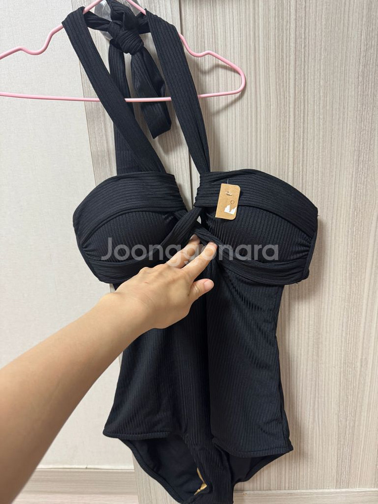 글래머 꼬임 블랙 여성 여자 수영복 원피스(55-66)--0
