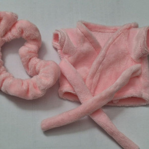 지오몽 15cm15깅 솜인형 옷 샤워가운, 머리띠 핑크