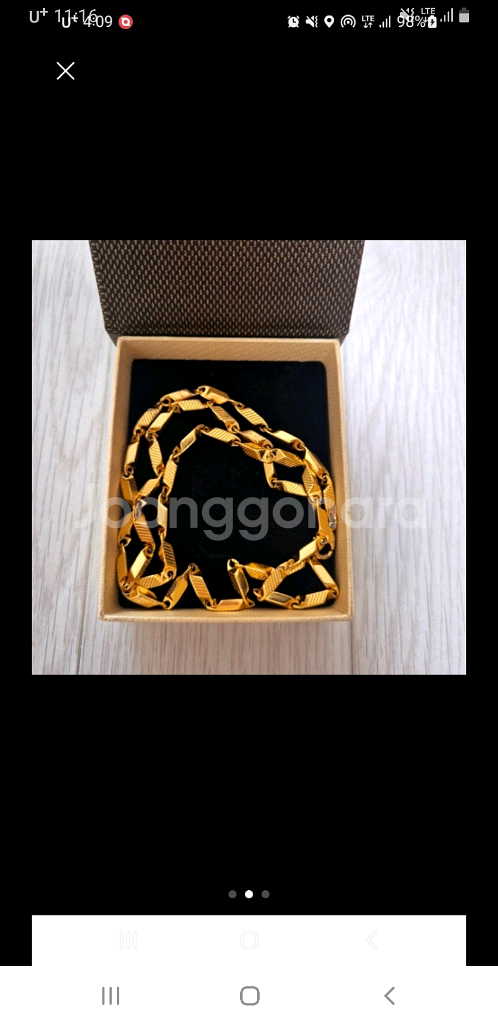 18각인 대나무 도금목걸이--1