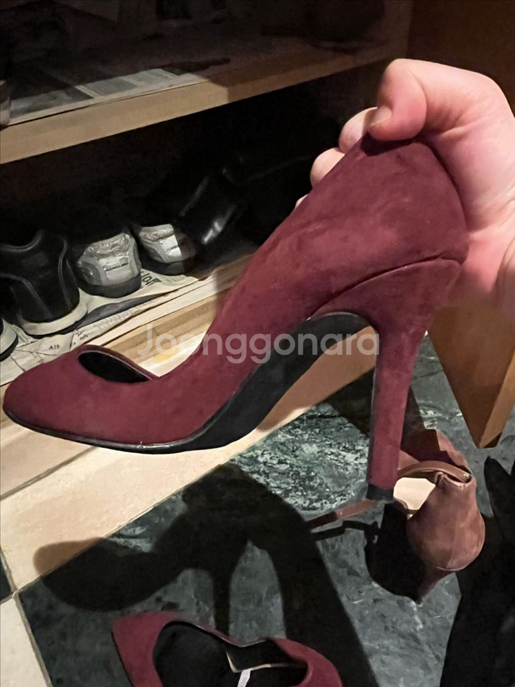 여성 보세 힐 230사이즈 (와인 스웨이드)--4