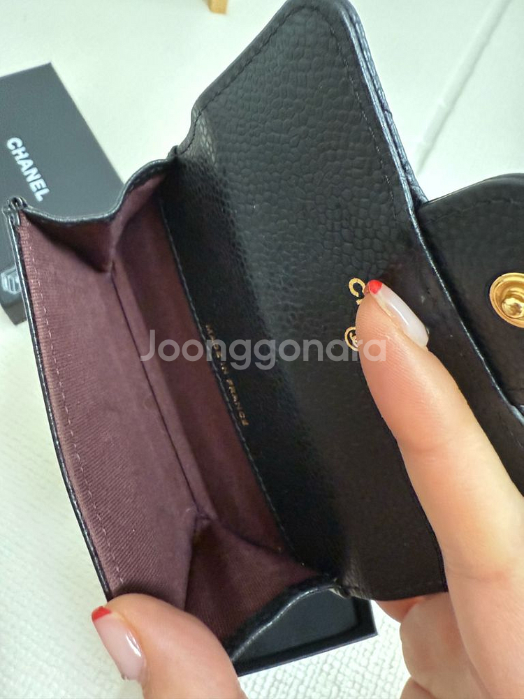 샤넬카드지갑 클똑 금장블랙 중고--2