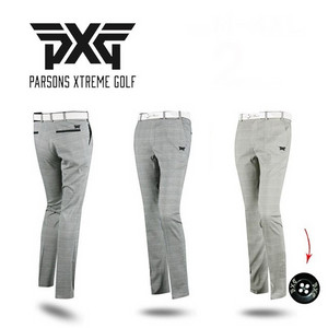 PXG 골프 남성 히든 밴드 스윙 자수로고 체크 팬츠