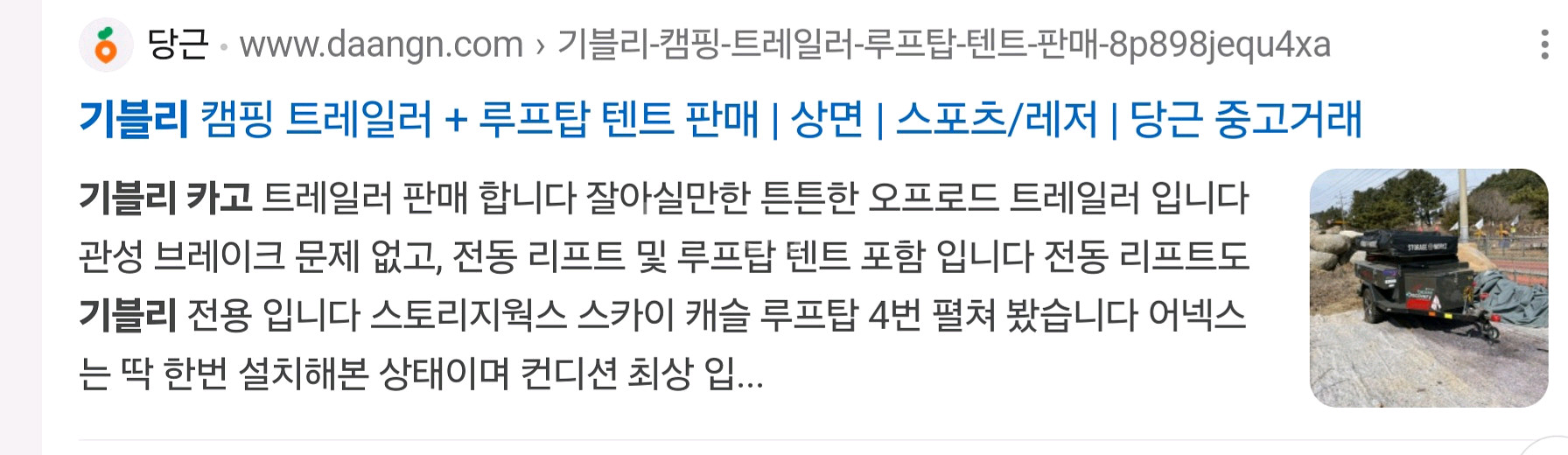 기블리 캠핑트레일러 카고 루프탑텐트 포함--8