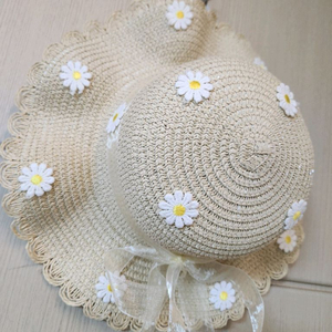 새제품) 데이지꽃 라탄 아동 모자