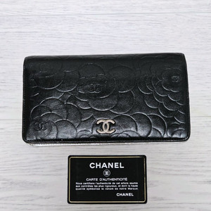 정품 샤넬 은장 까멜리아 장지갑