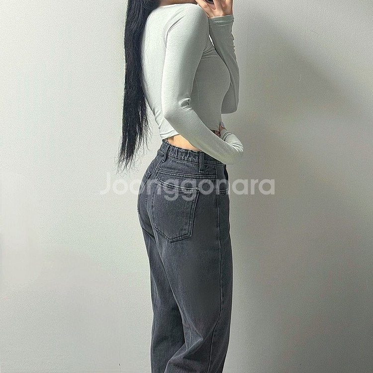 크롭 스판 슬림 긴팔티--3