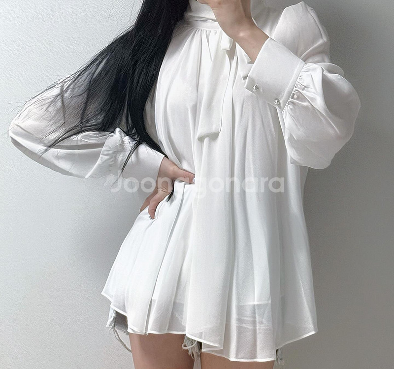 시폰 타이 루즈핏 여리핏 여신 블라우스--4