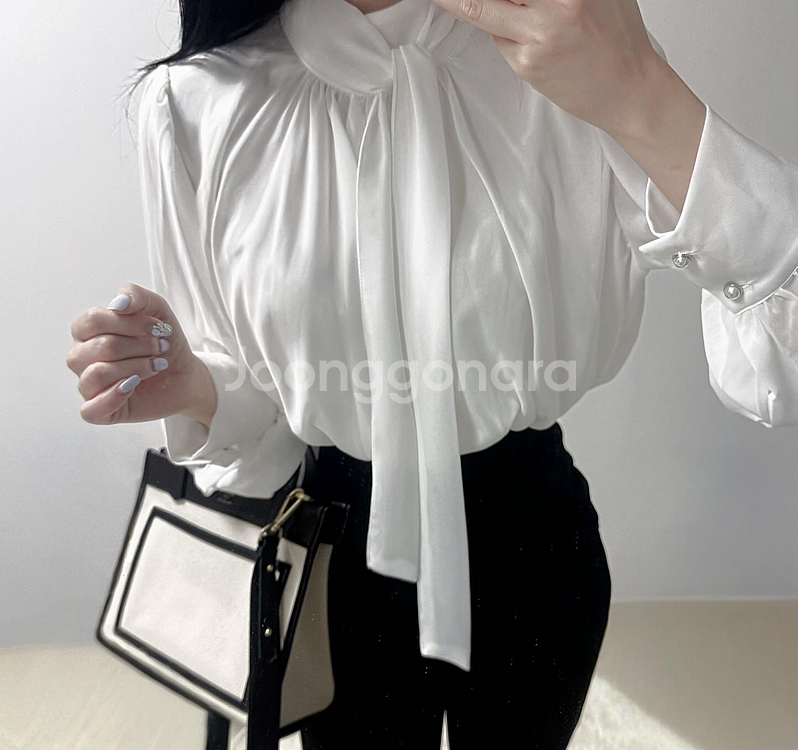 시폰 타이 루즈핏 여리핏 여신 블라우스--3