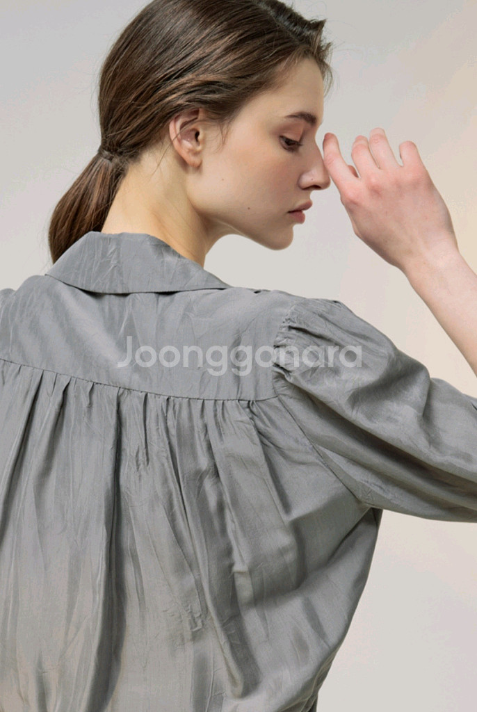 랑방 컬렉션 실크 블랜드 더블 블라우스 82 그레이--1