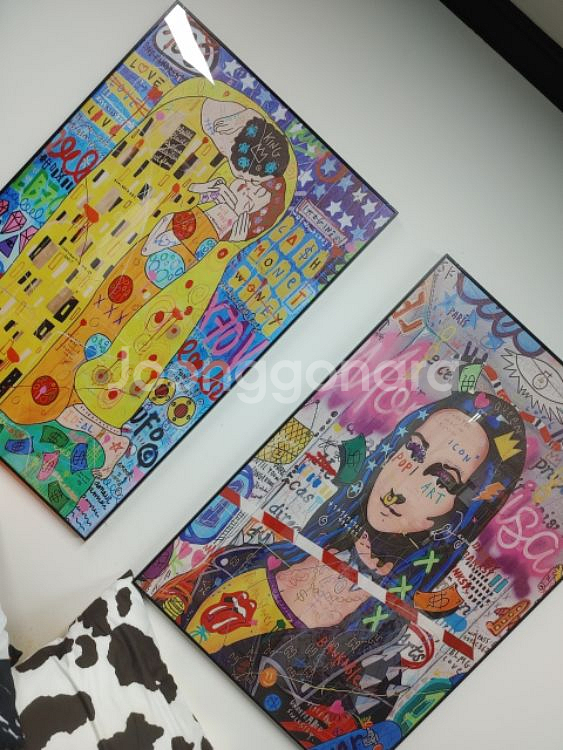 모나리자 키스하는여인 그림액자 인테리어액자 팝아트 팜--2